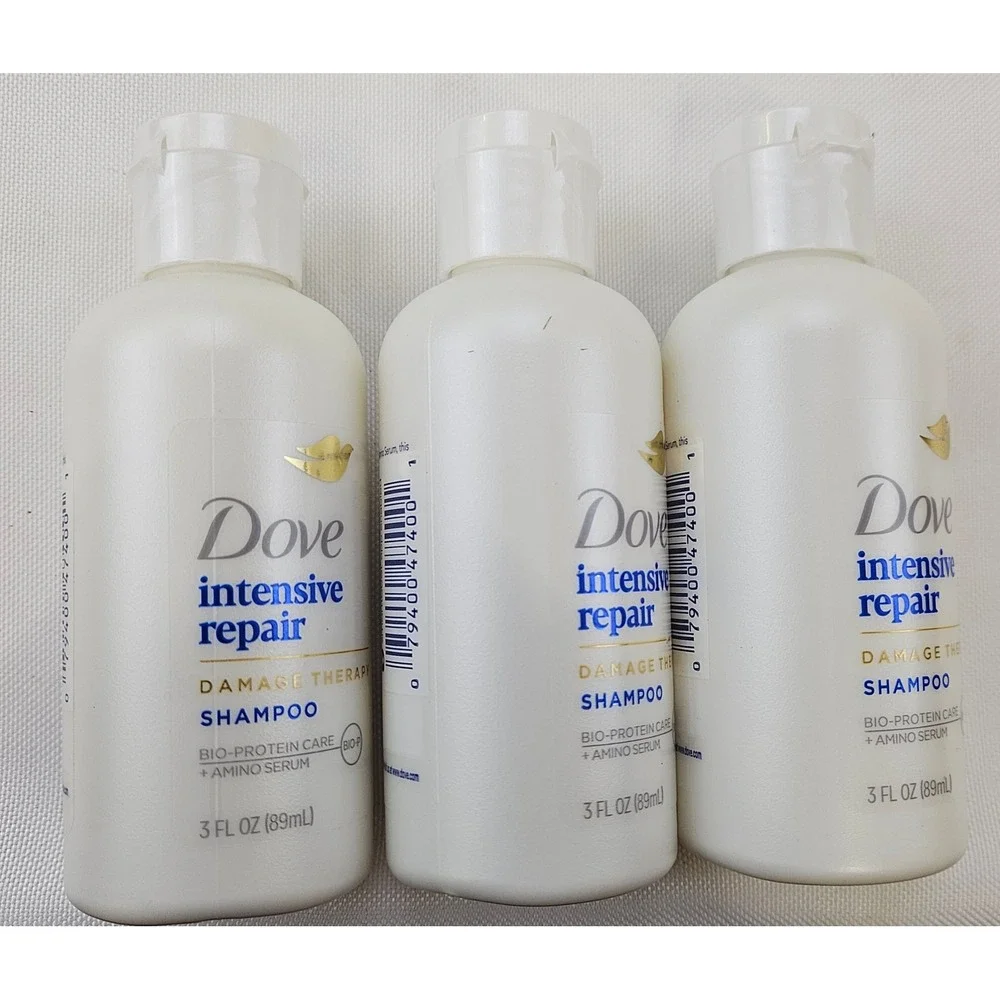 Dove Intensive Repair Shampoo Damage Therapy 3oz Travel Size Lot of 3 Bottles